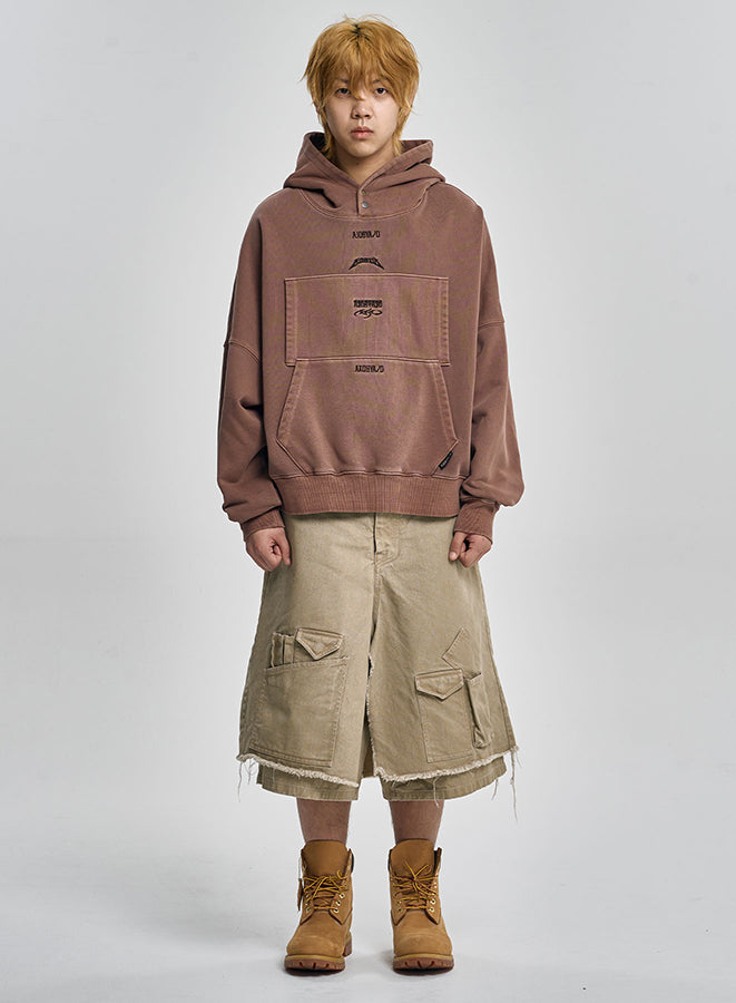 Washed Layered Cargo Skrit Shorts BEIGE