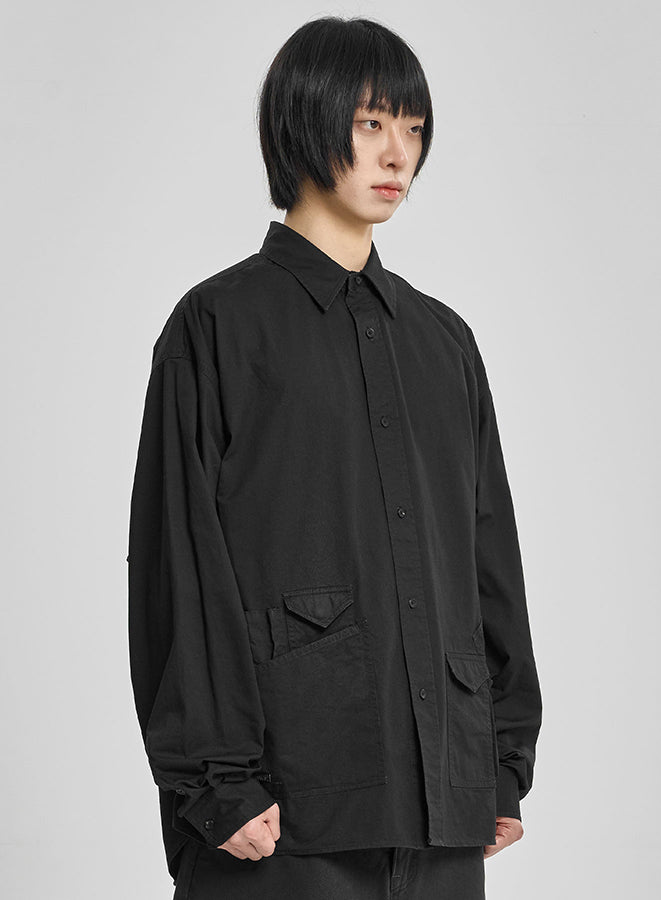 Cation Long Sleeve Utility Shirt BLACK