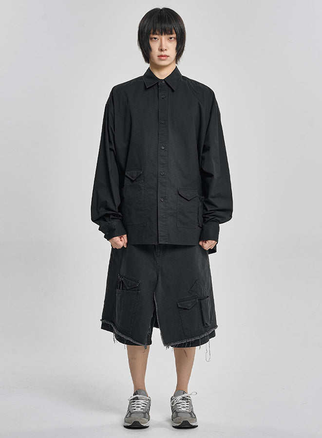 Cation Long Sleeve Utility Shirt BLACK