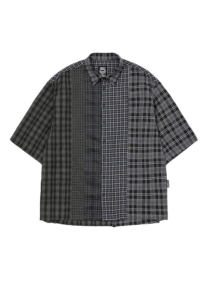 Check Mixed Short Sleeve Shirt BLACK