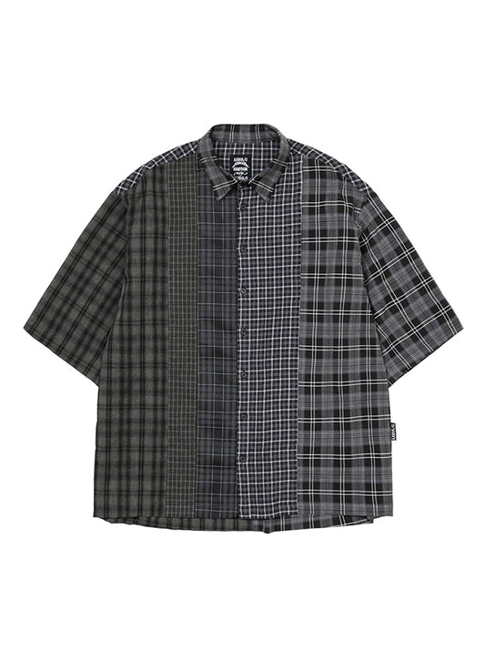 Check Mixed Short Sleeve Shirt BLACK