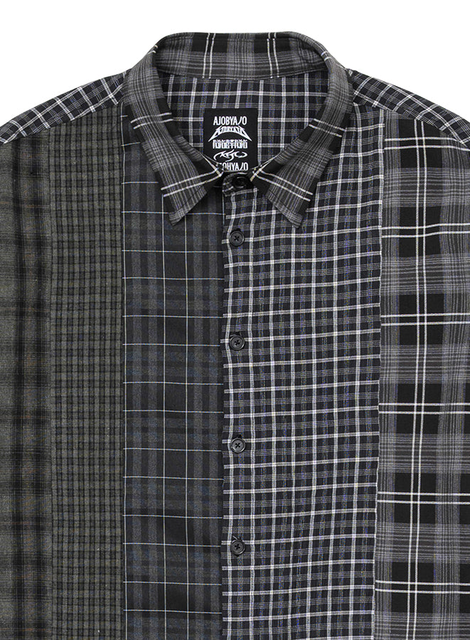 Check Mixed Short Sleeve Shirt BLACK