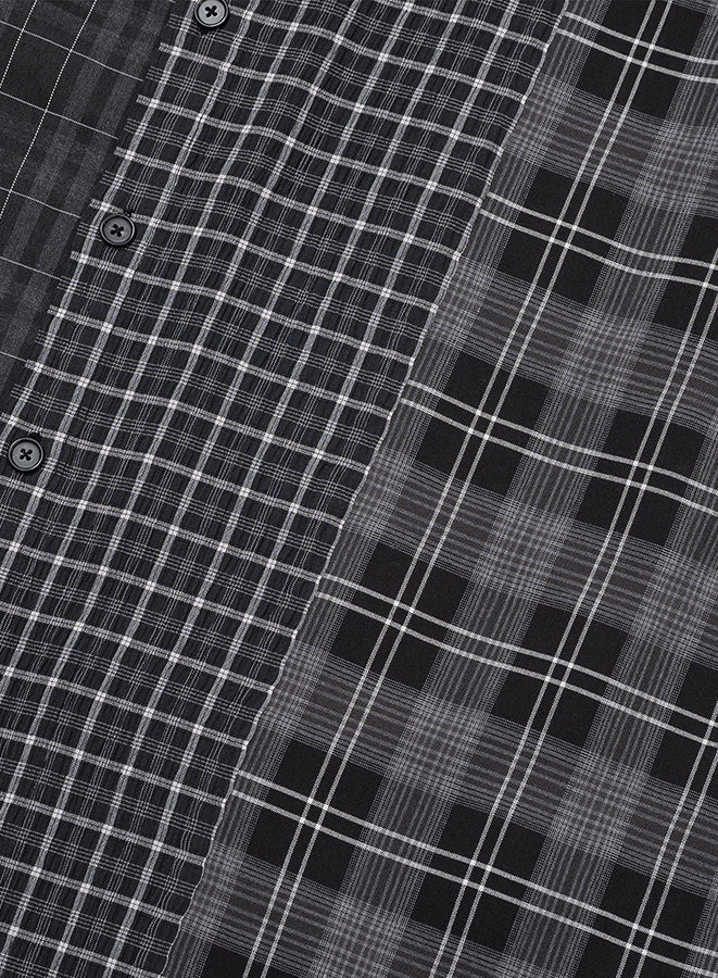 Check Mixed Short Sleeve Shirt BLACK