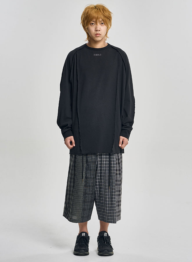 Raw Edge Sculpted Long Sleeve BLACK