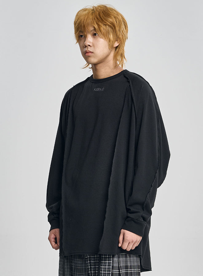 Raw Edge Sculpted Long Sleeve BLACK