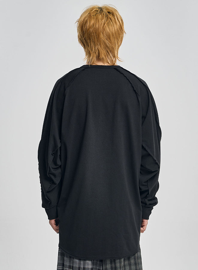 Raw Edge Sculpted Long Sleeve BLACK