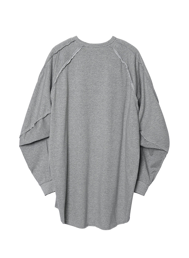 Raw Edge Sculpted Long Sleeve MELANGE GREY