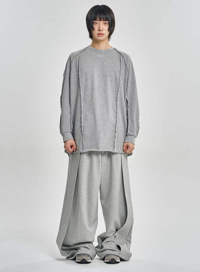 Raw Edge Sculpted Long Sleeve MELANGE GREY