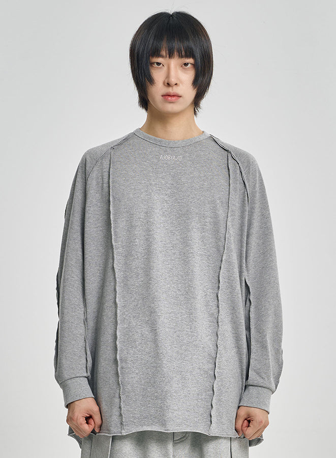Raw Edge Sculpted Long Sleeve MELANGE GREY