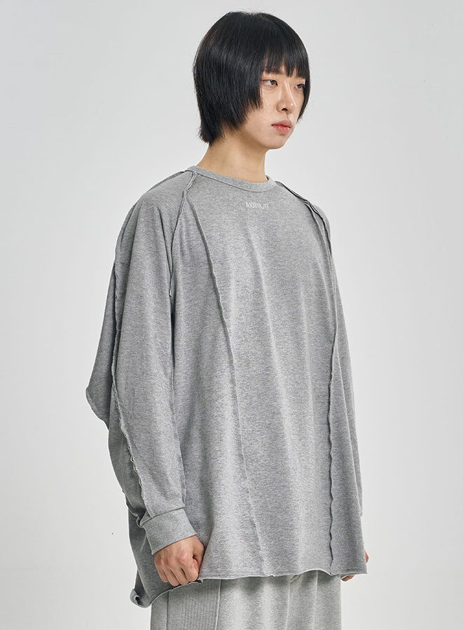 Raw Edge Sculpted Long Sleeve MELANGE GREY