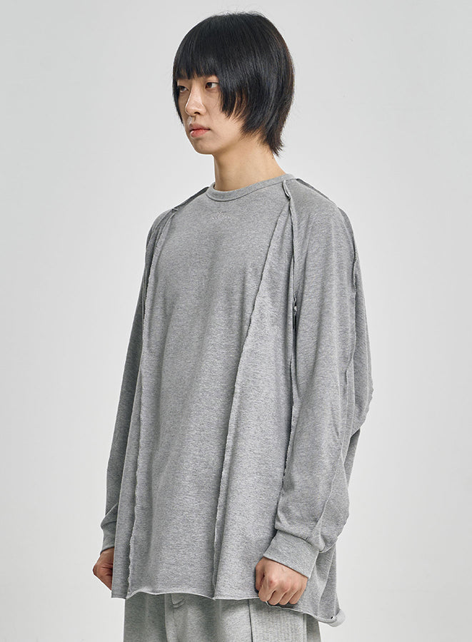 Raw Edge Sculpted Long Sleeve MELANGE GREY