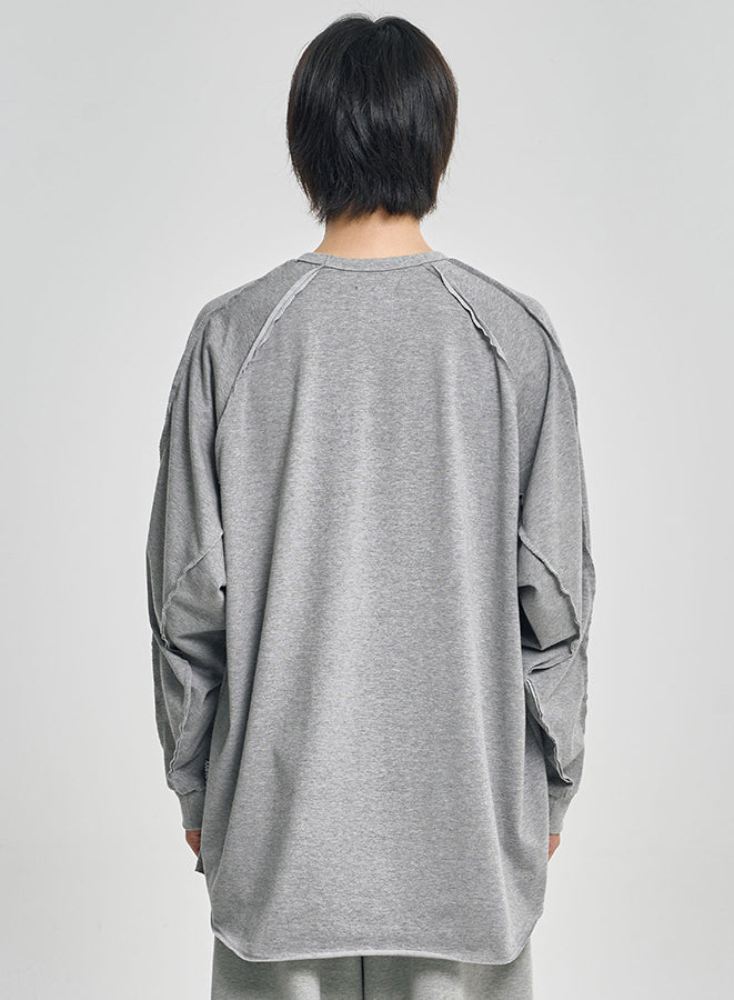 Raw Edge Sculpted Long Sleeve MELANGE GREY