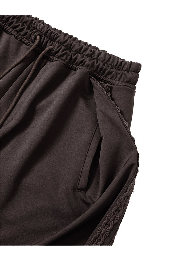 Multi Lace Trim One Tuck Track Pants DARK BROWN