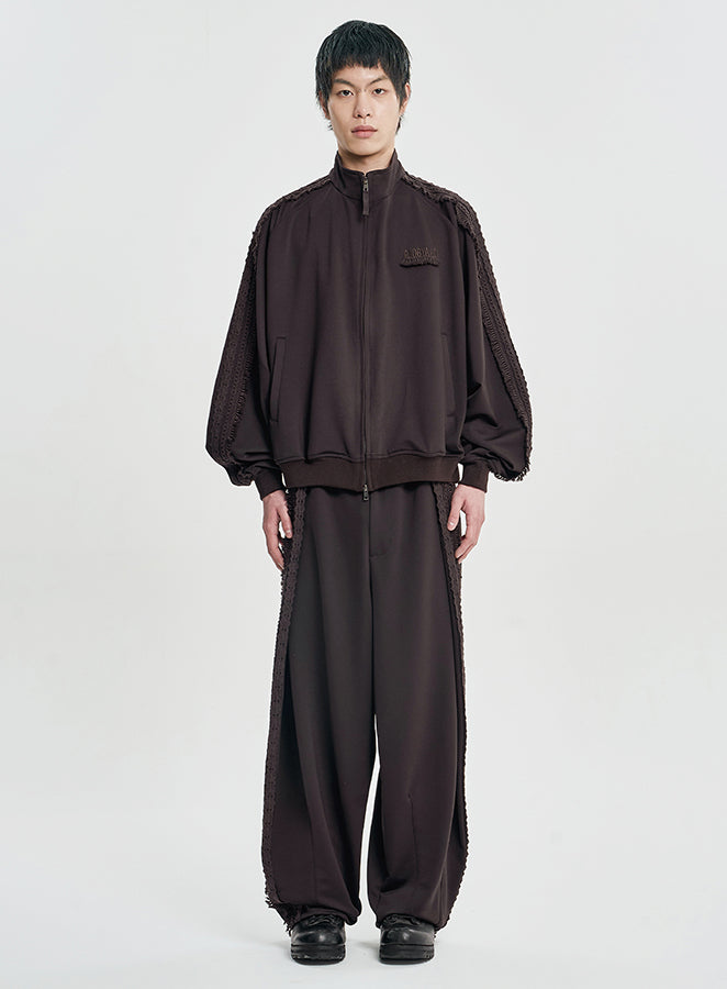 Multi Lace Trim One Tuck Track Pants DARK BROWN