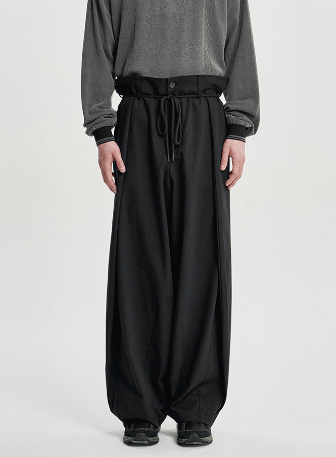 Cotton Twill One Tuck Pants BLACK