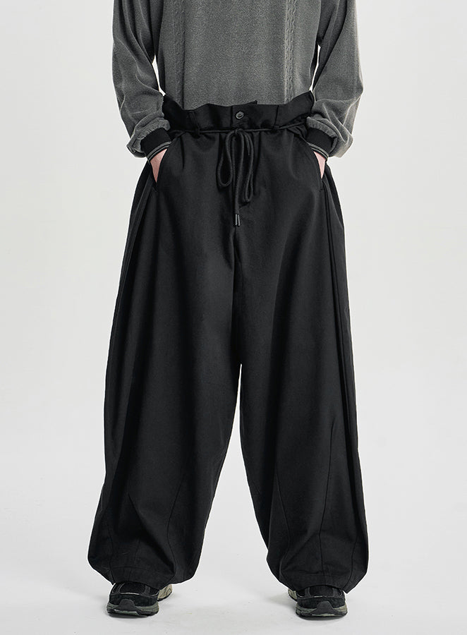 Cotton Twill One Tuck Pants BLACK