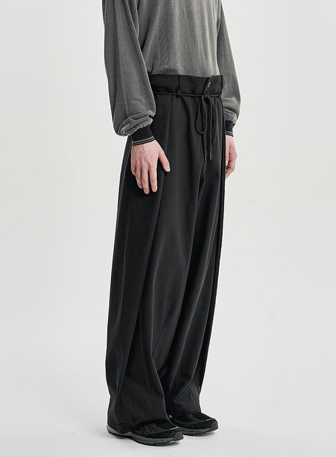 Cotton Twill One Tuck Pants BLACK