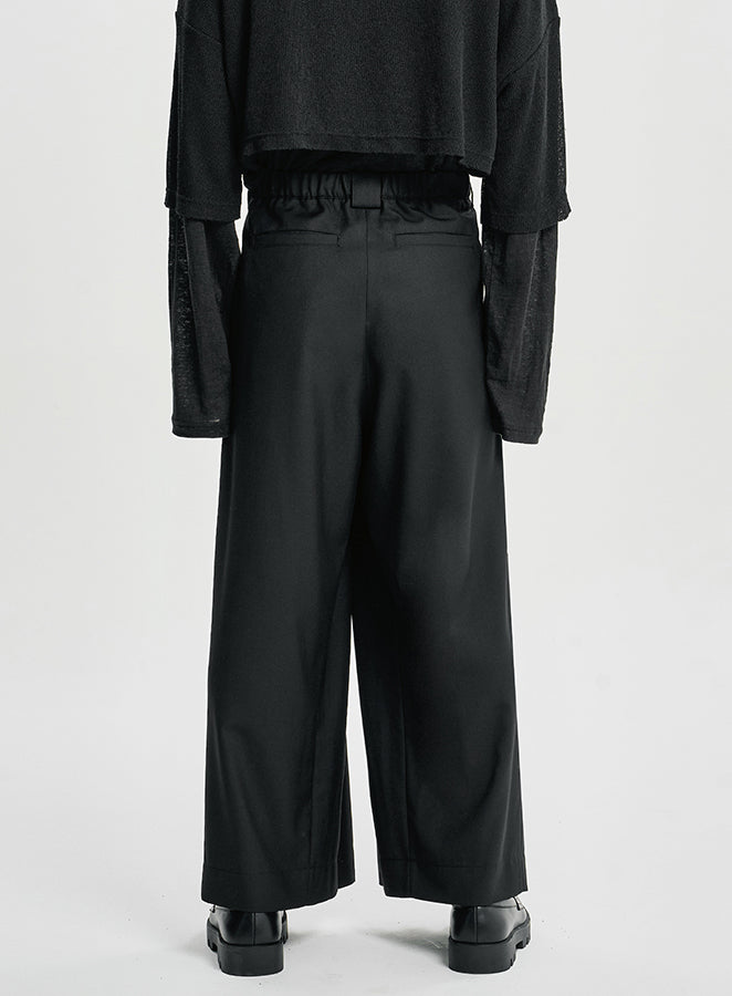 Wool Blend Hakama Pants BLACK
