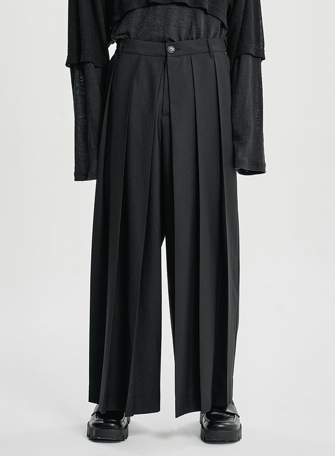 Wool Blend Hakama Pants BLACK
