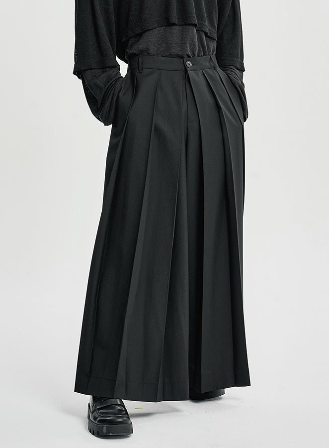 Wool Blend Hakama Pants BLACK