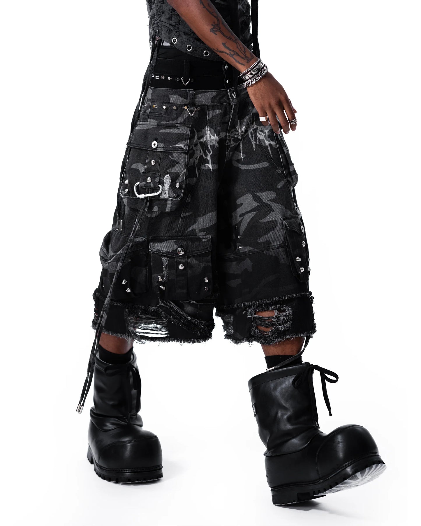 Street Camo 2.0 Denim Shorts WASHED GREY