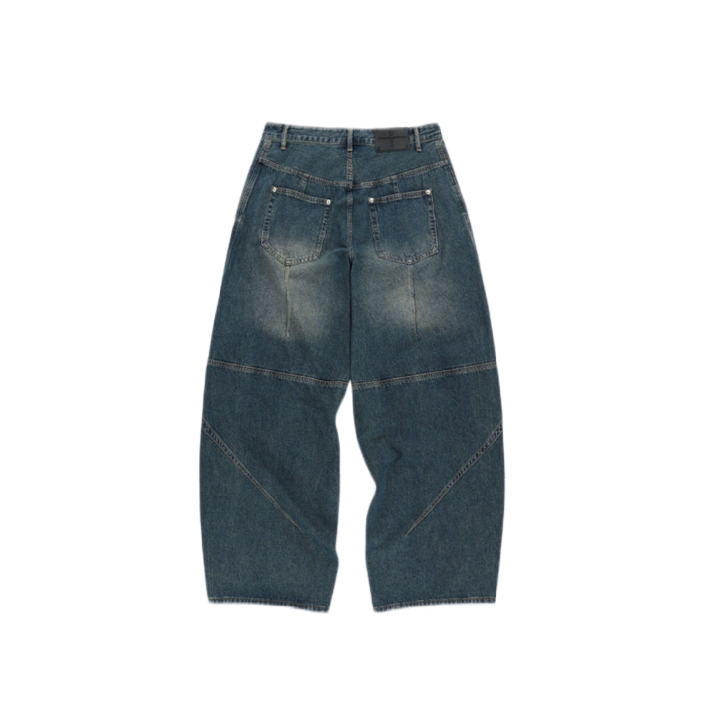 Multi Panel Dart Curved Denim Pants DEEP BLUE