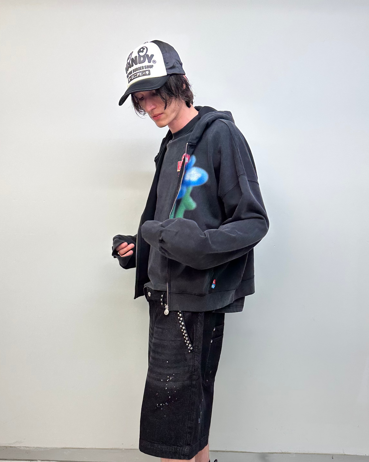 Paint Boxer Denim Pants BLACK