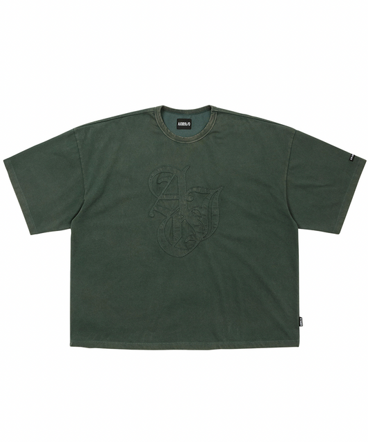 Sporty Logo Applique Washed T-Shirt GREEN