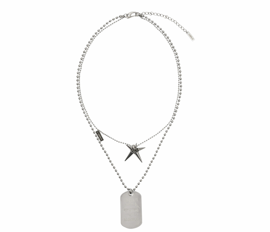 Dog Tag Layered Necklace SILVER