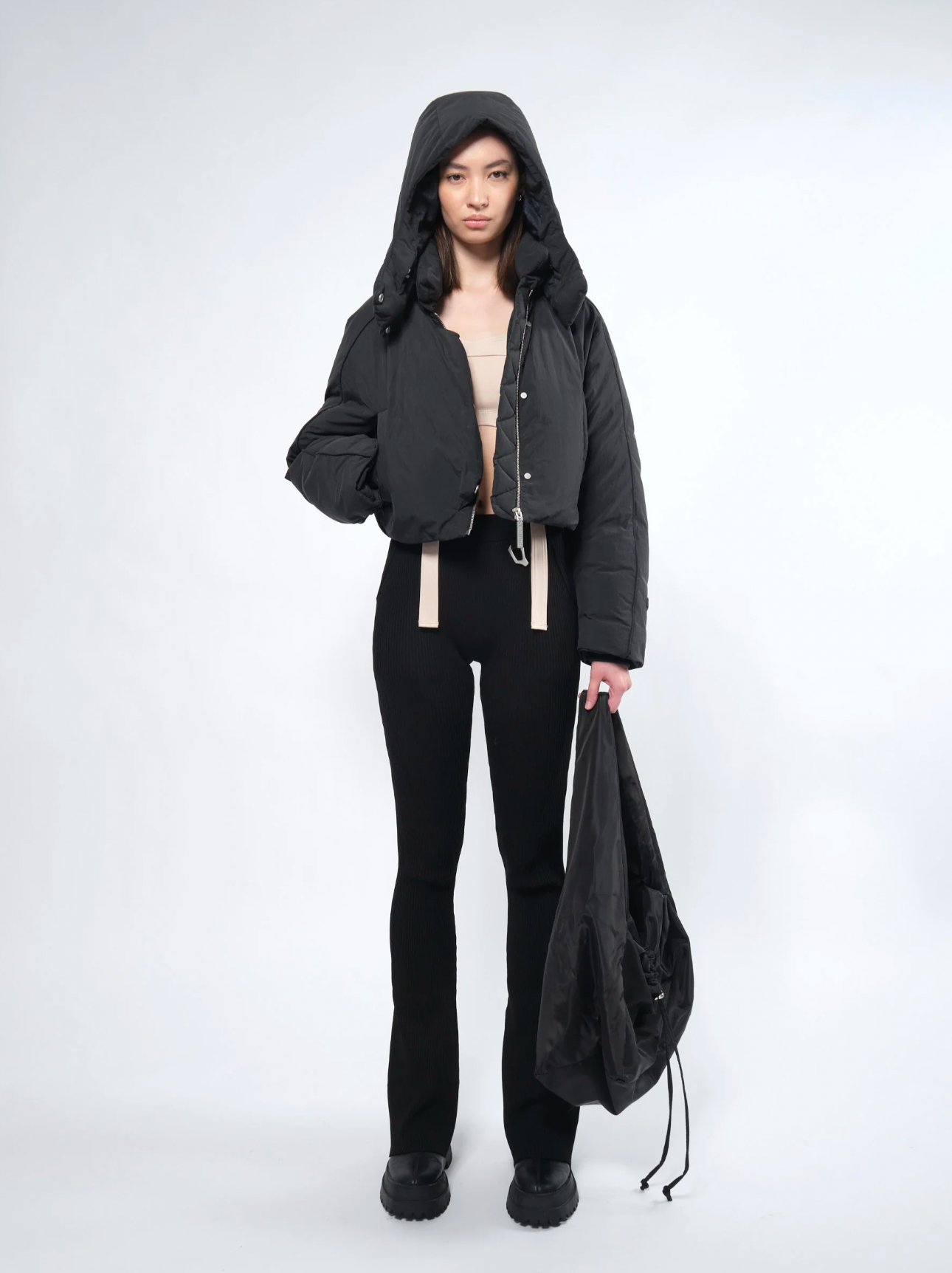 Re: Down® Crop Puffer Jacket BLACK