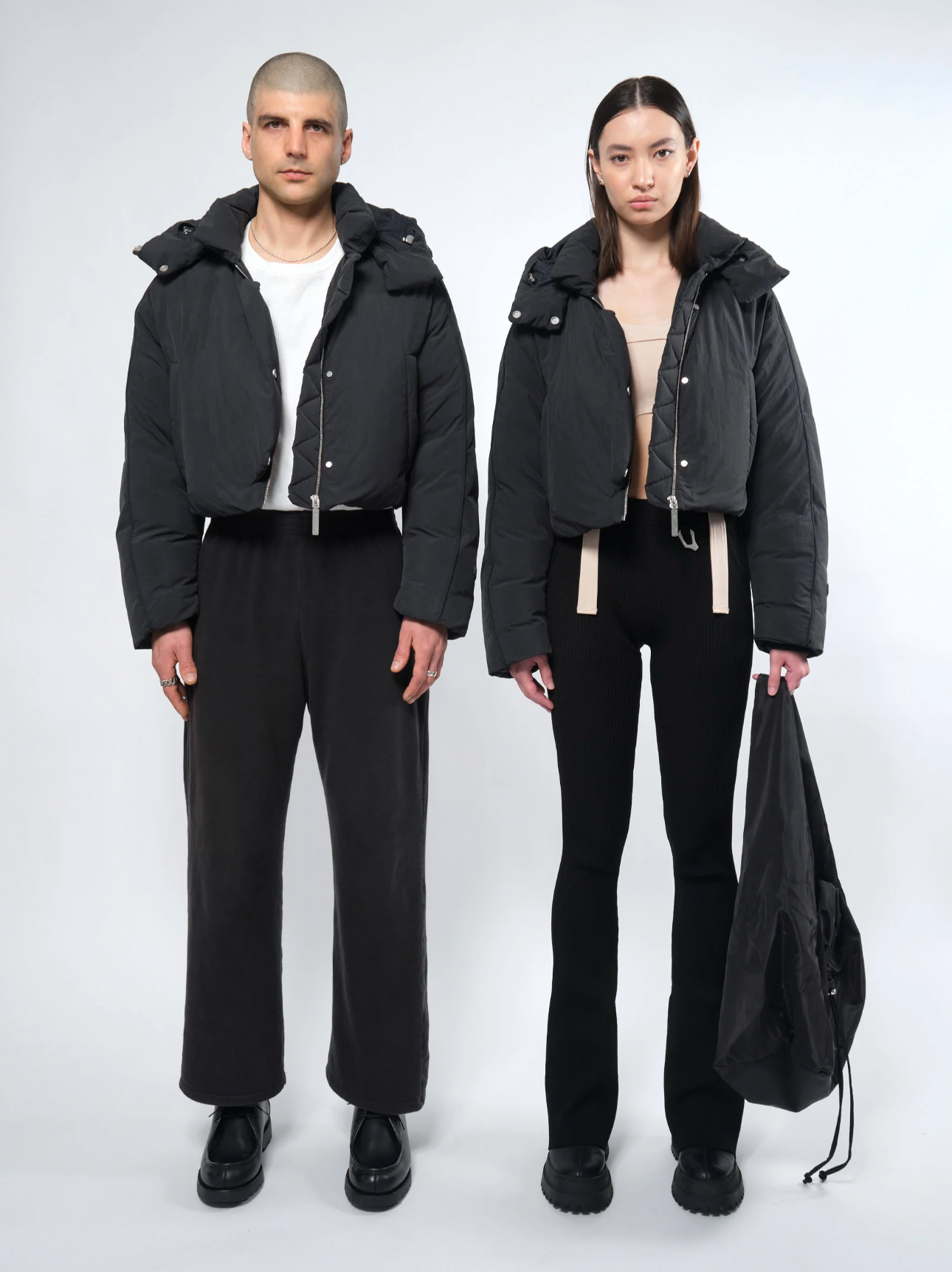 Re: Down® Crop Puffer Jacket BLACK