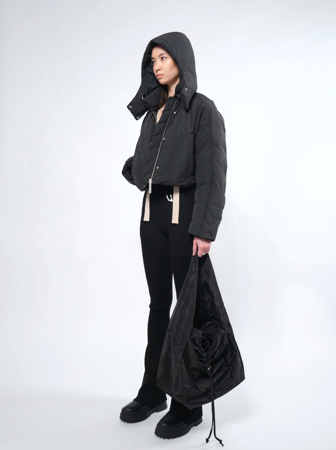 Re: Down® Crop Puffer Jacket BLACK