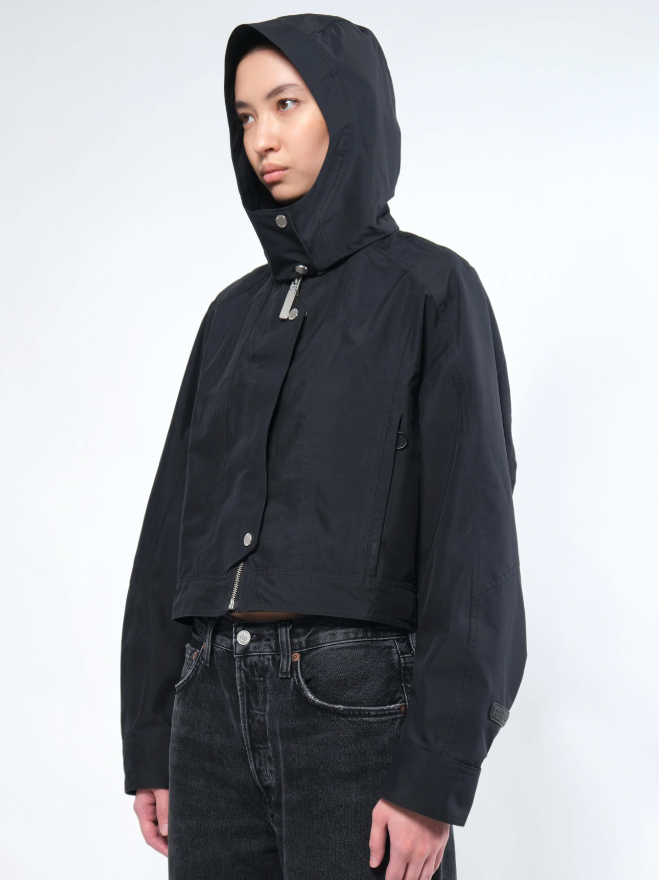 Waterproof Crop Rain Jacket BLACK