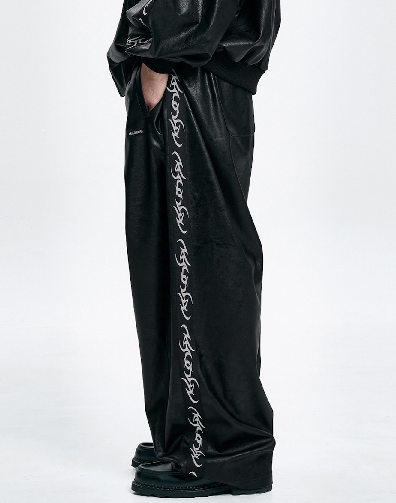 Vegan Leather One Tuck Track Pants BLACK (Only 1 L Remaining)