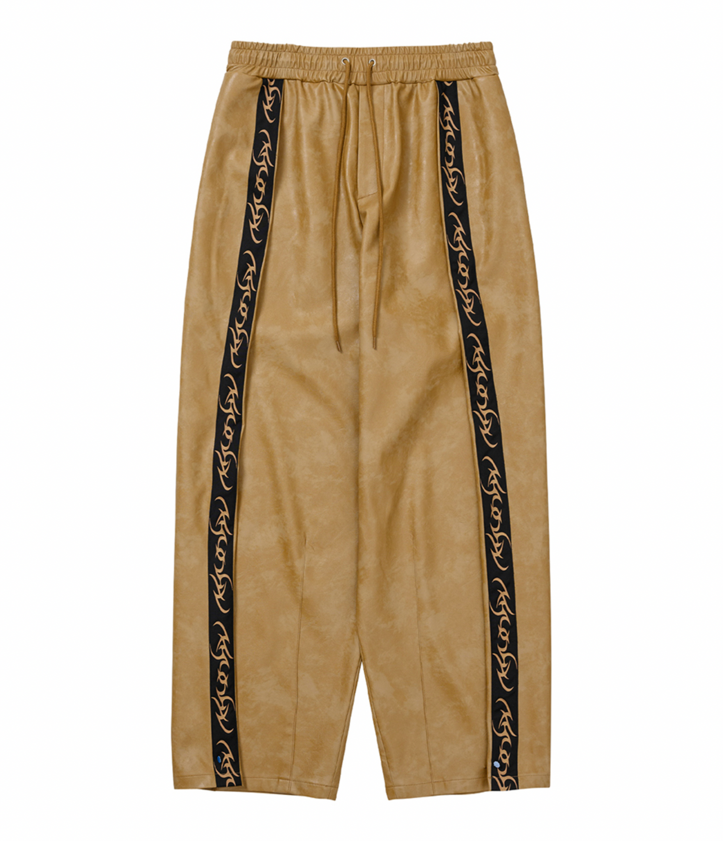 Vegan Leather One Tuck Track Pants CAMEL