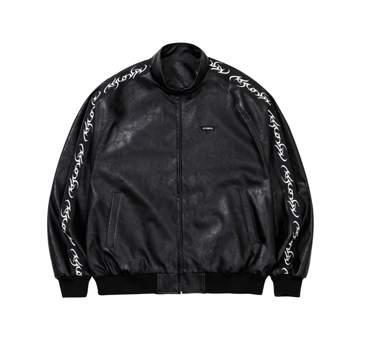 Vegan Leather Oversized Raglan Track Jacket BLACK (Only 1 L Remaining)