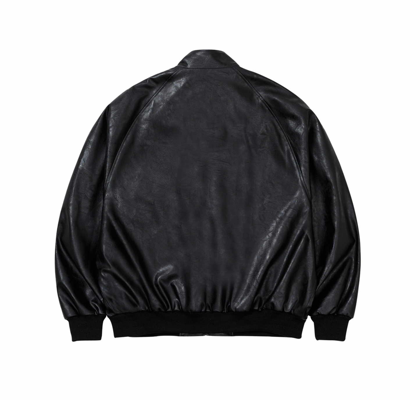 Vegan Leather Oversized Raglan Track Jacket Set