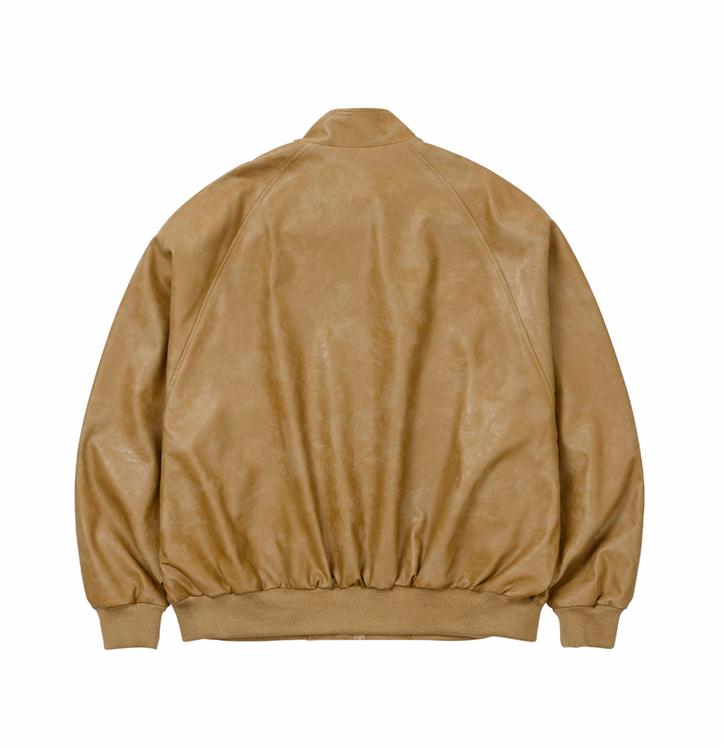 Vegan Leather Oversized Raglan Track Jacket  Set CAMEL