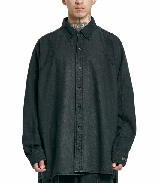 Batwing Washed Denim Shirt BLACK (Only 1 remaining)