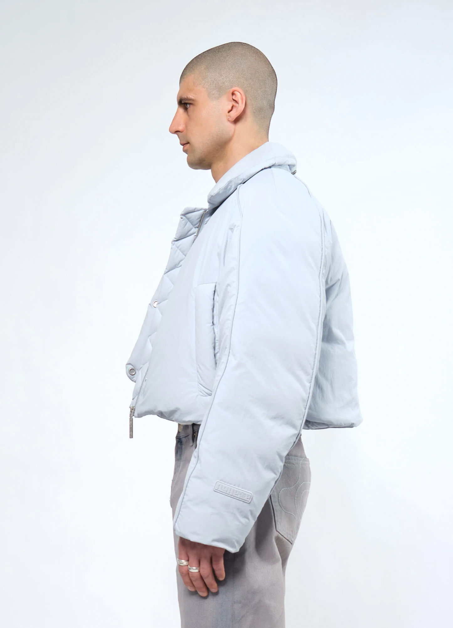 Re: Down® Crop Puffer Jacket BLUE