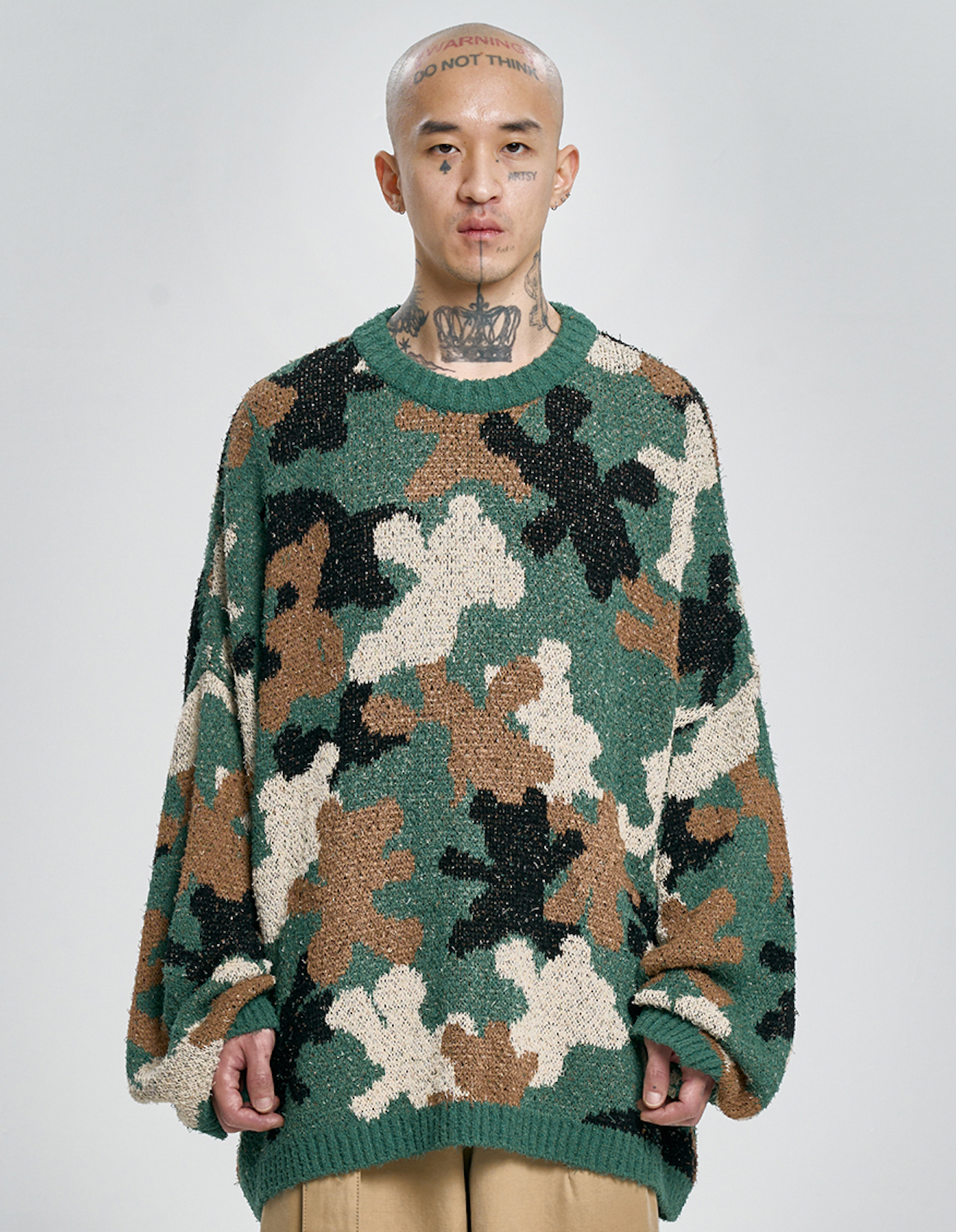 Teddy Bear Camouflage Knit Sweater KHAKI