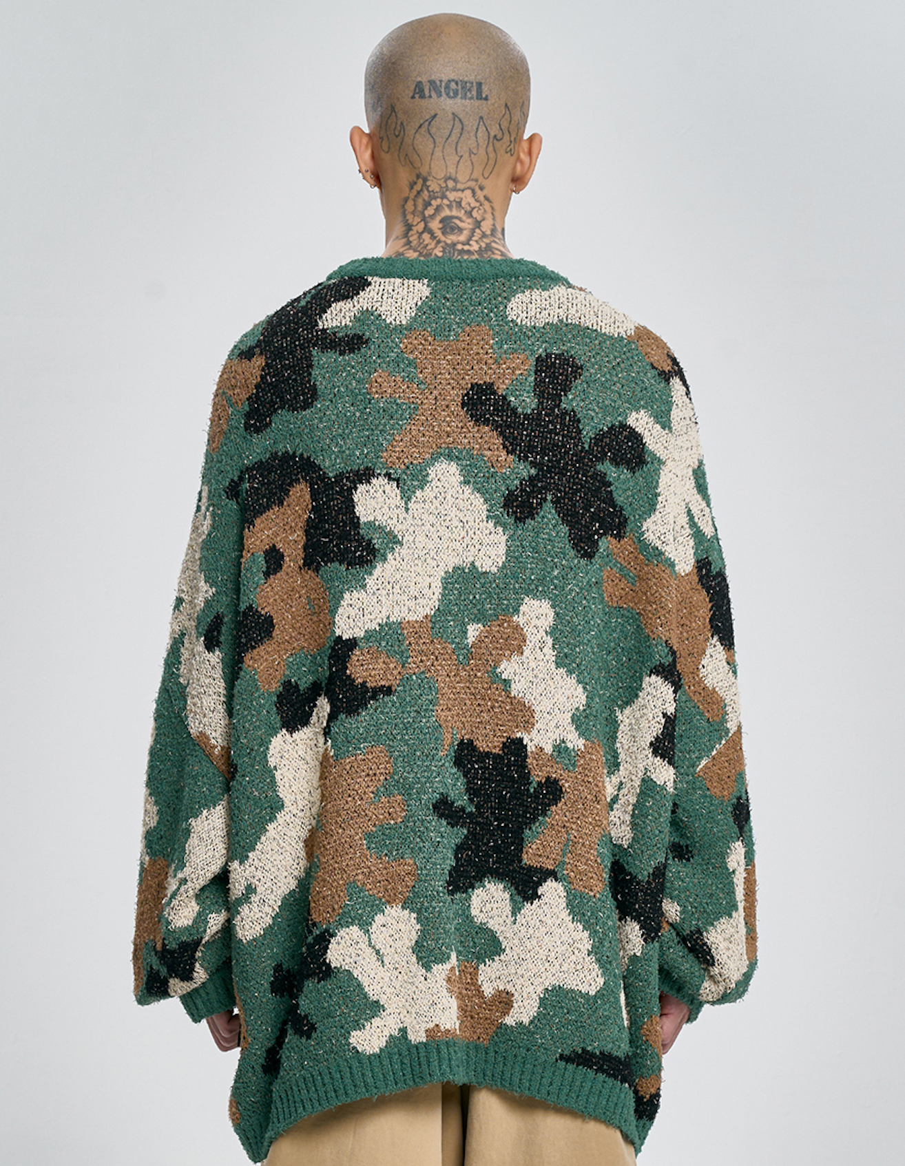 Teddy Bear Camouflage Knit Sweater KHAKI