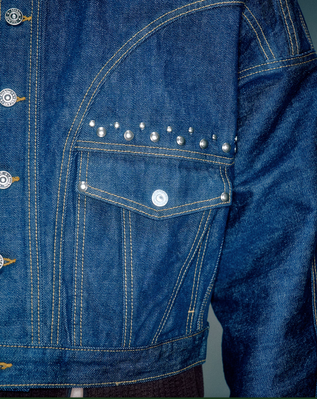 Liam Stud Denim Jacket DEEP BLUE