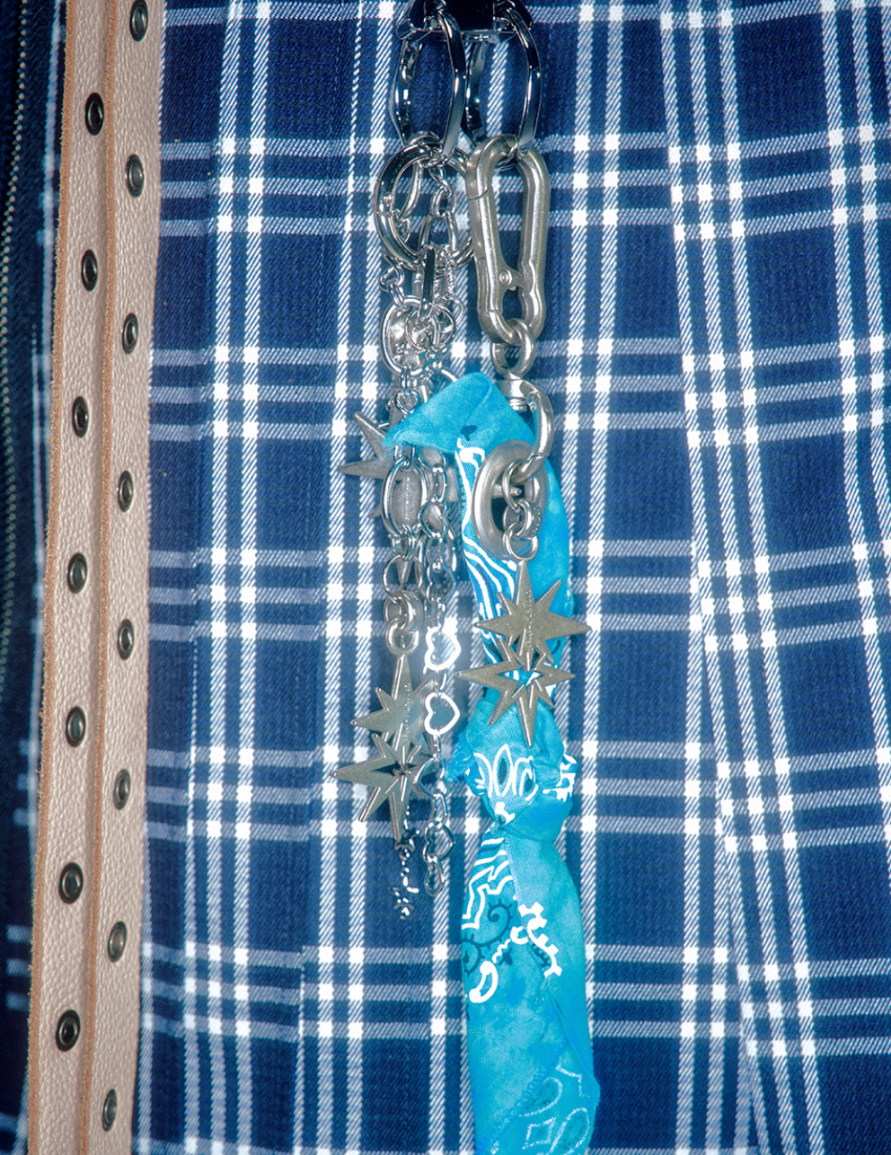 Dyed Bandana Keyring BLUE