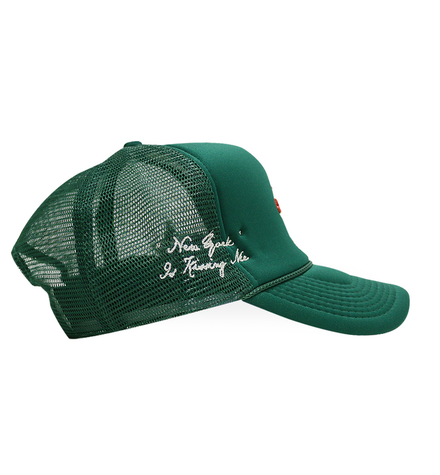 NY is Kissing Me Trucker Hat GREEN