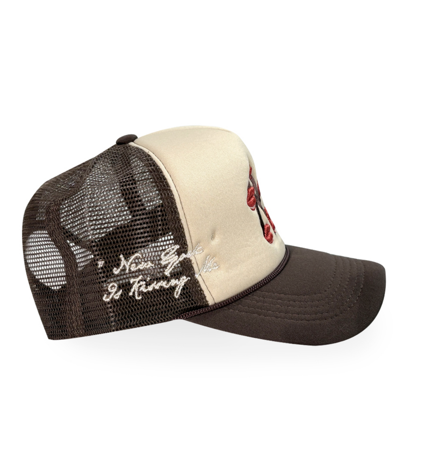 NY is Kissing Me Trucker Hat BROWN/PAIGE