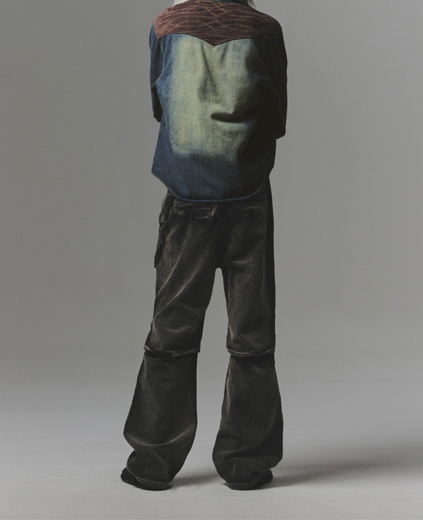 Washed Parachute Corduroy Pants BLACK