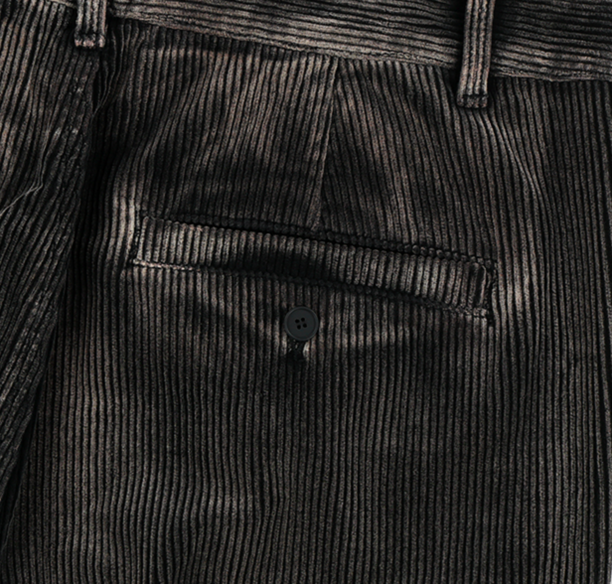 Washed Parachute Corduroy Pants BLACK