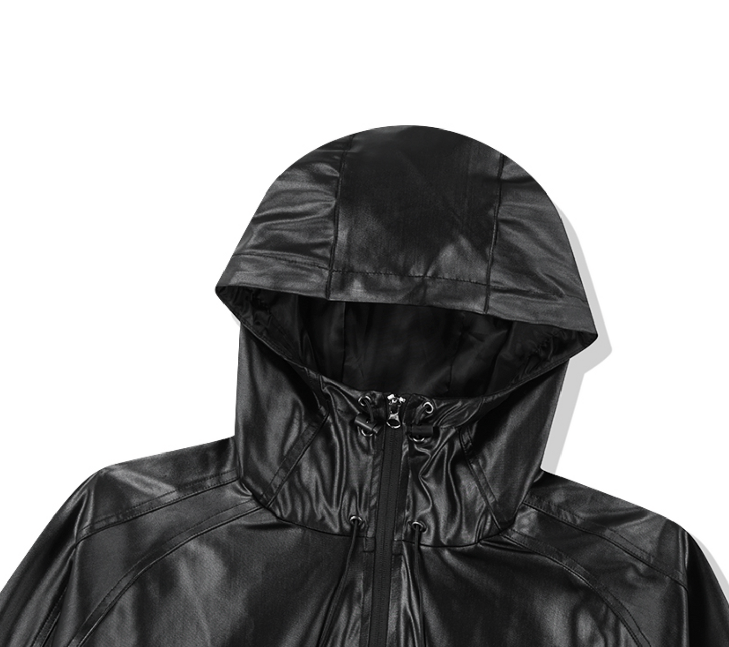 Gloss Highneck Raglan WIndbreaker BLACK