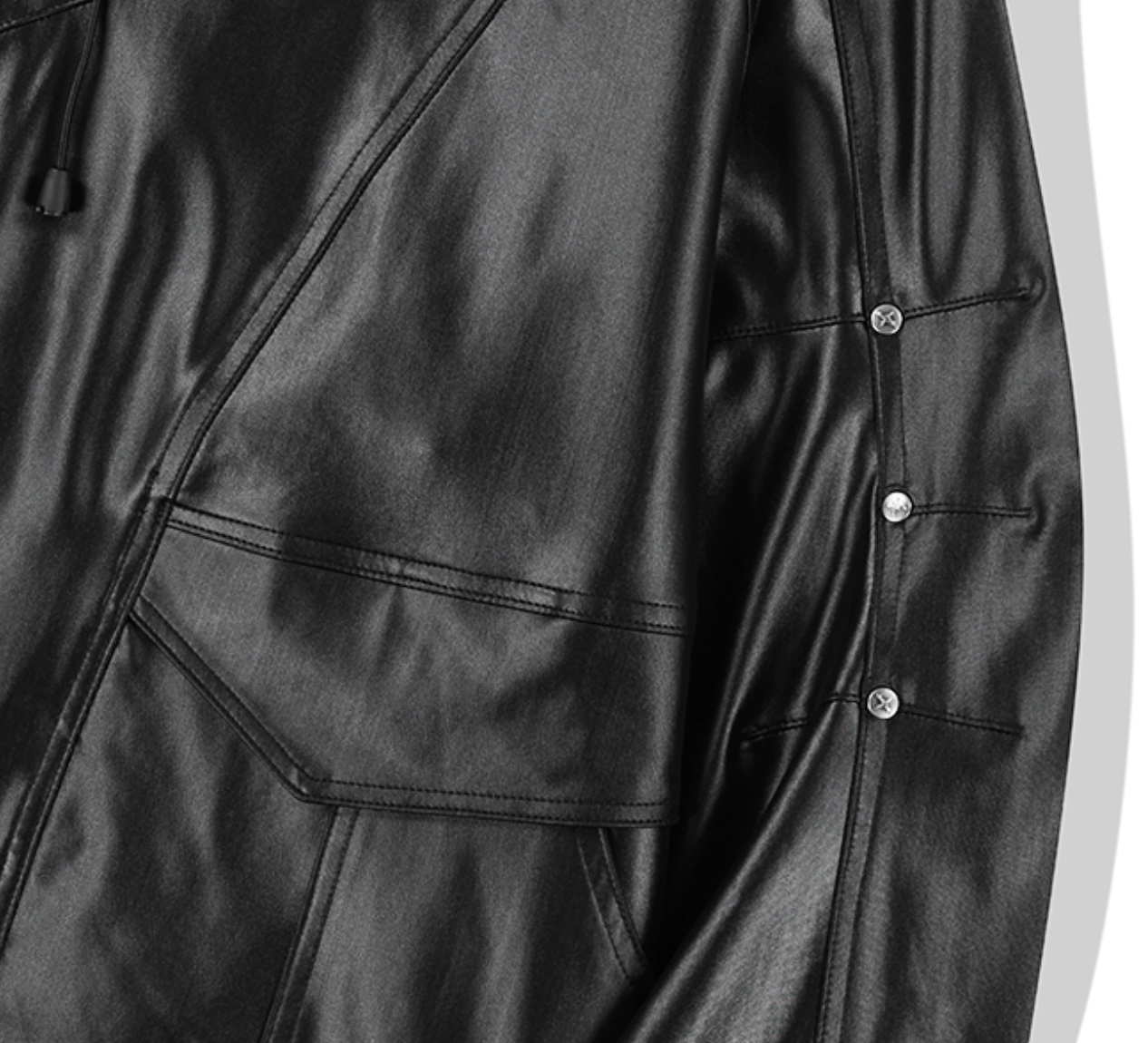 Gloss Highneck Raglan WIndbreaker BLACK